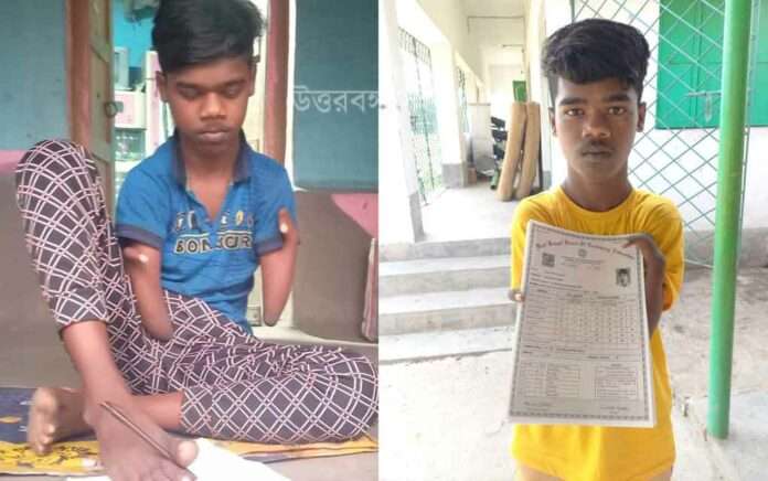agannath succeeded in madhyamik exam by writing with his feet