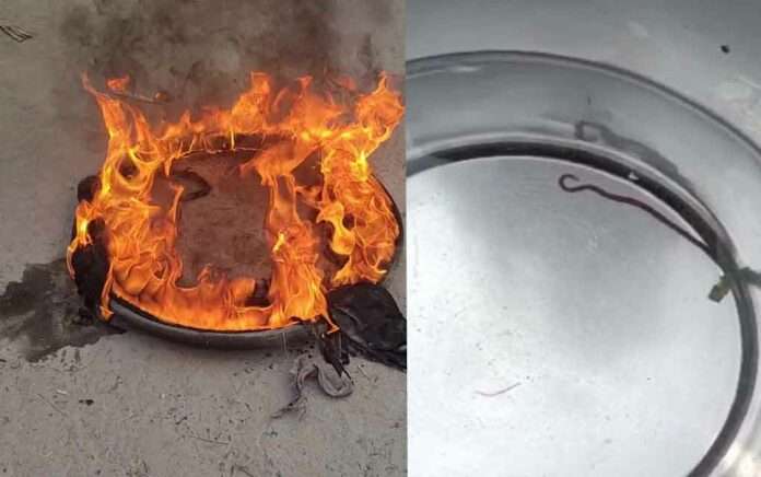 Earthworms in drinking water! Residents protest by burning tires in protest