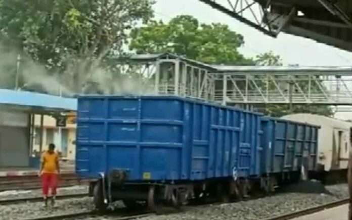 Goods Train Catches Fire In Odisha