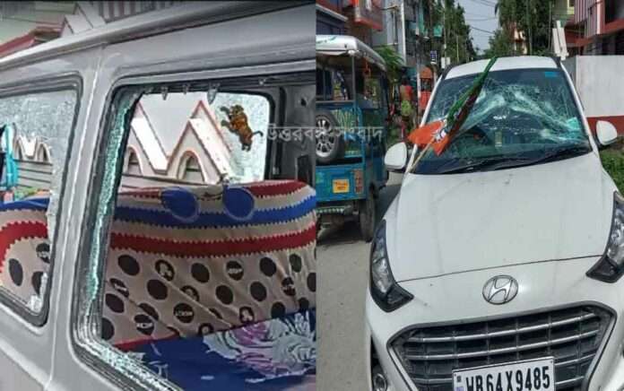 cars of BJP candidates were vandalized