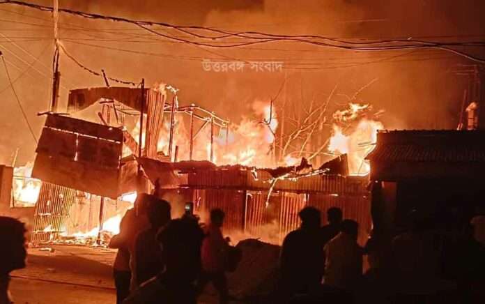8 shops damaged by fire in Gajol