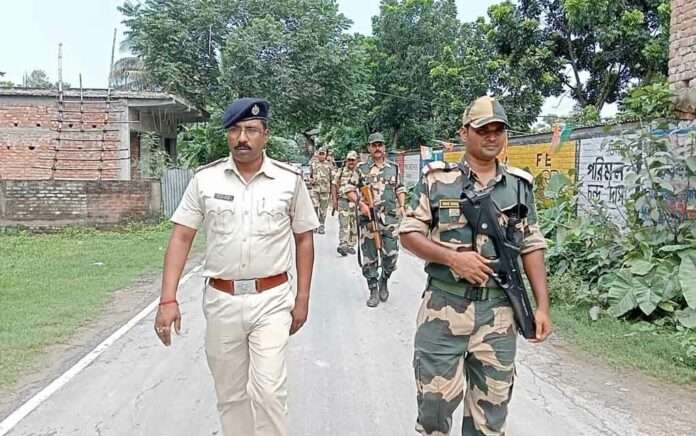Central forces route march to Raiganj