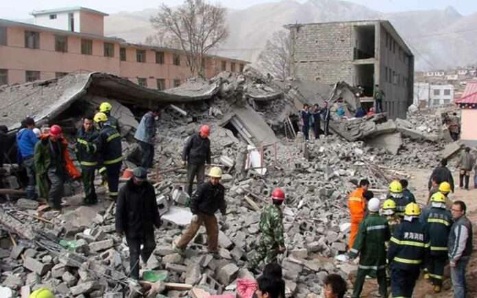 74 houses collapsed as the earthquake struck across large parts of China