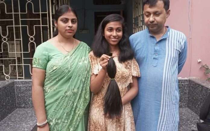 Souraja of Dalkhola donated hair for cancer patients