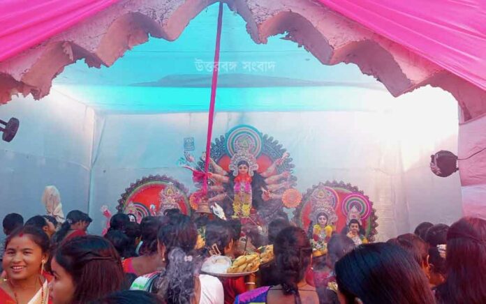 Goddess Durga is worshiped as Rakhal Devi in ​​Karandighi