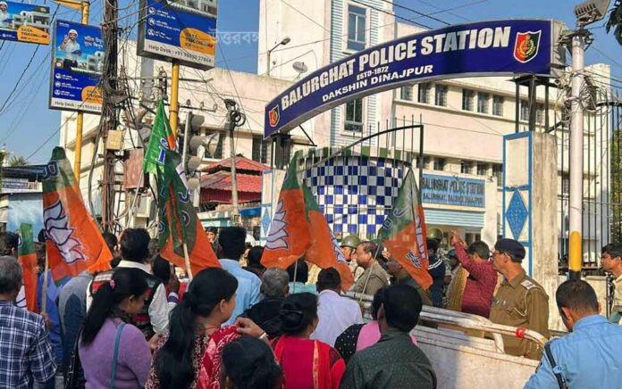 BJP has surrounded Balurghat police station by raising multiple complaints