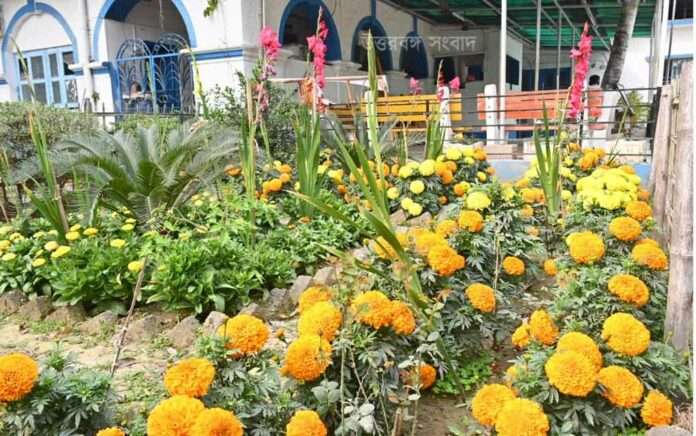 Alipurduar police station is adorned with colorful flowers