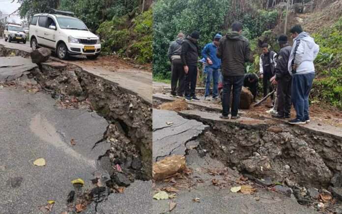 Lachung road collapsed due to heavy rain