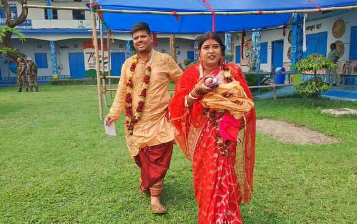 From Chhadnatala straight to the polling station newlyweds couple gave vote